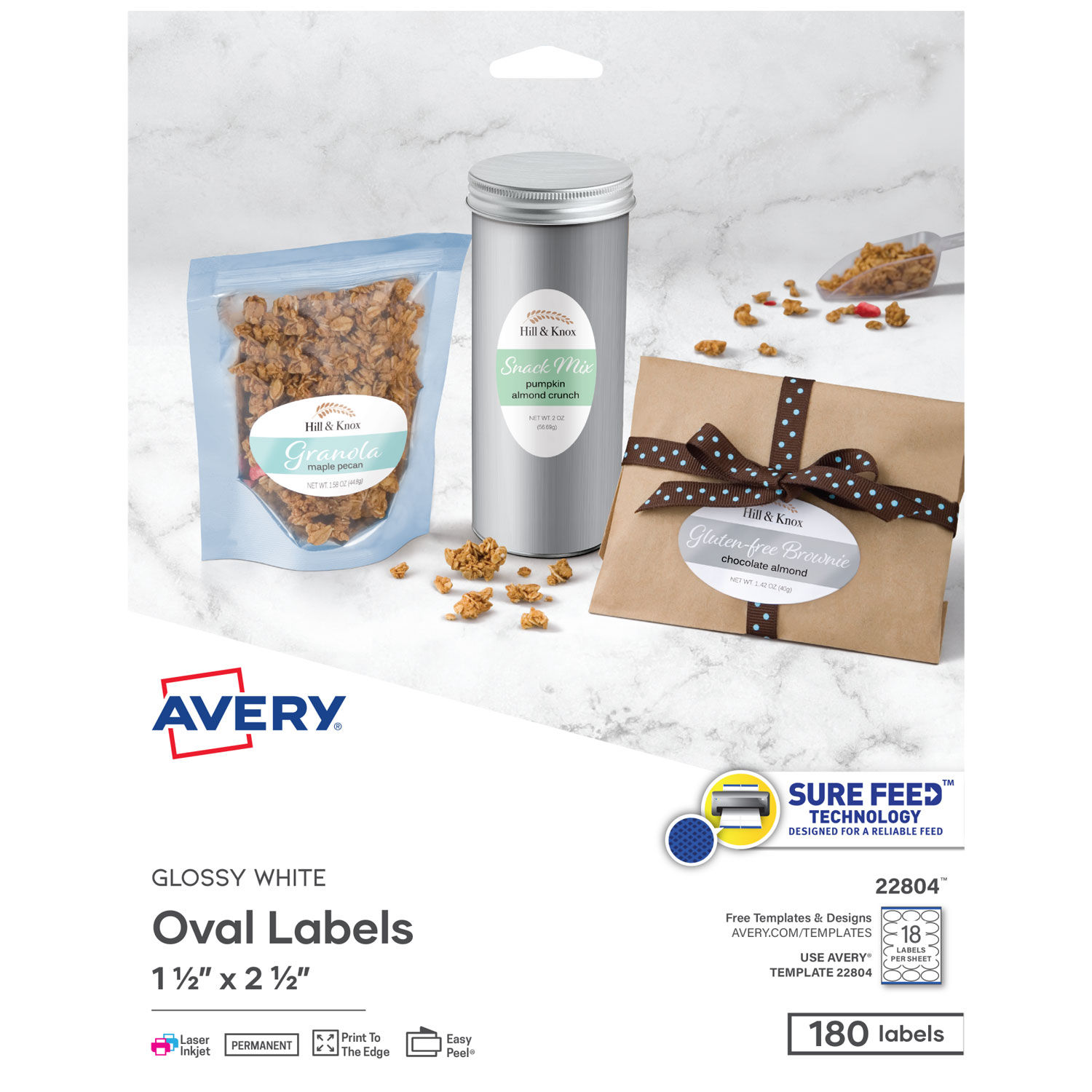 Oval Labels with Sure Feed and Easy Peel by Averyandreg; AVE22804