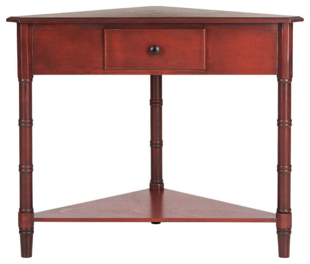 Margie Corner Table With Storage Drawer  Red   Asian   Side Tables And End Tables   by Rustic Home Furniture Deco  Houzz