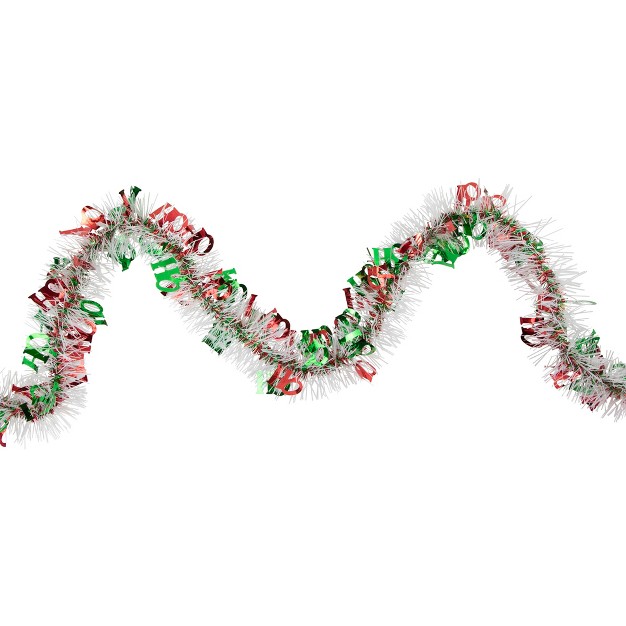 White Red And Green Christmas Ho Ho Ho Wrapped Tinsel Garland Unlit