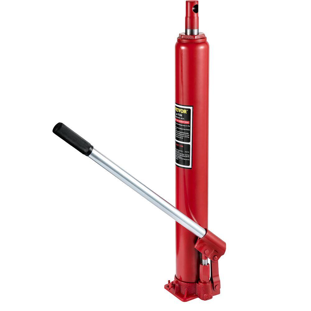 VEVOR 4-Tons 8818 lbs. Red Hydraulic Long Ram Jack Manual Cherry Picker with Single Piston Pump Flat Base and Handle ZGYYQJDHSDG4TJT27V0