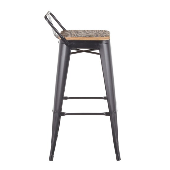 Oregon Industrial Low Back Barstool in Black Metal...