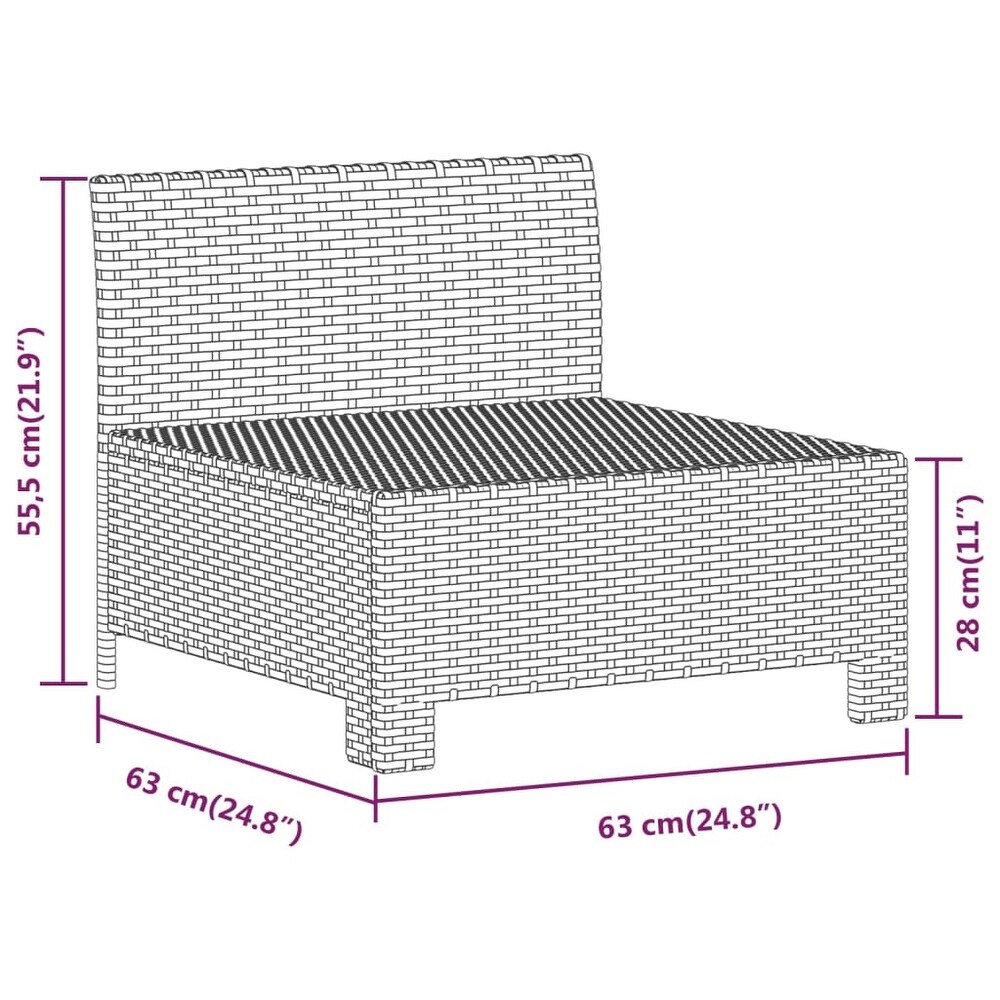 vidaXL 2 Seater Patio Sofa with Cushions Gray Poly Rattan