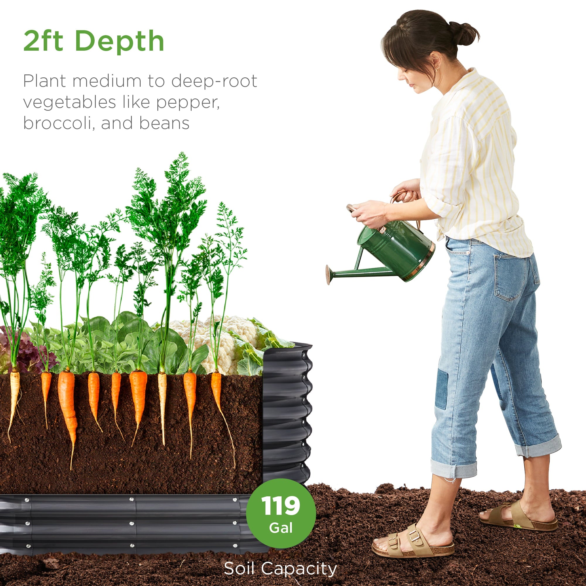 Best Choice Products 4x2x2ft Outdoor Raised Metal Oval Garden Bed, Planter Box for Vegetables, Flowers - Charcoal