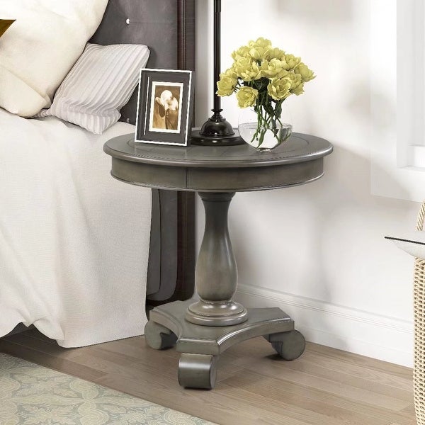 Mordent Fort Wood Round Accent Table for Living Room Antique