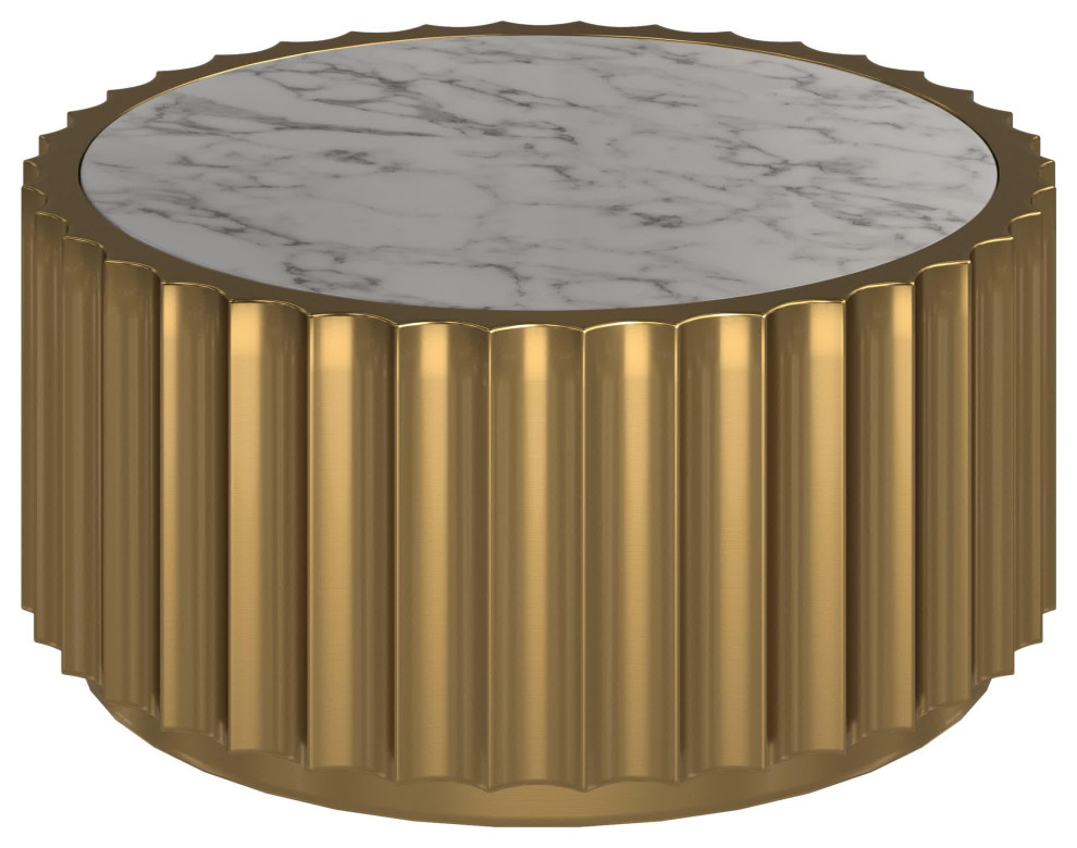 Marble coffee table with gold stainless steel base   Contemporary   Coffee Tables   by CII  Houzz