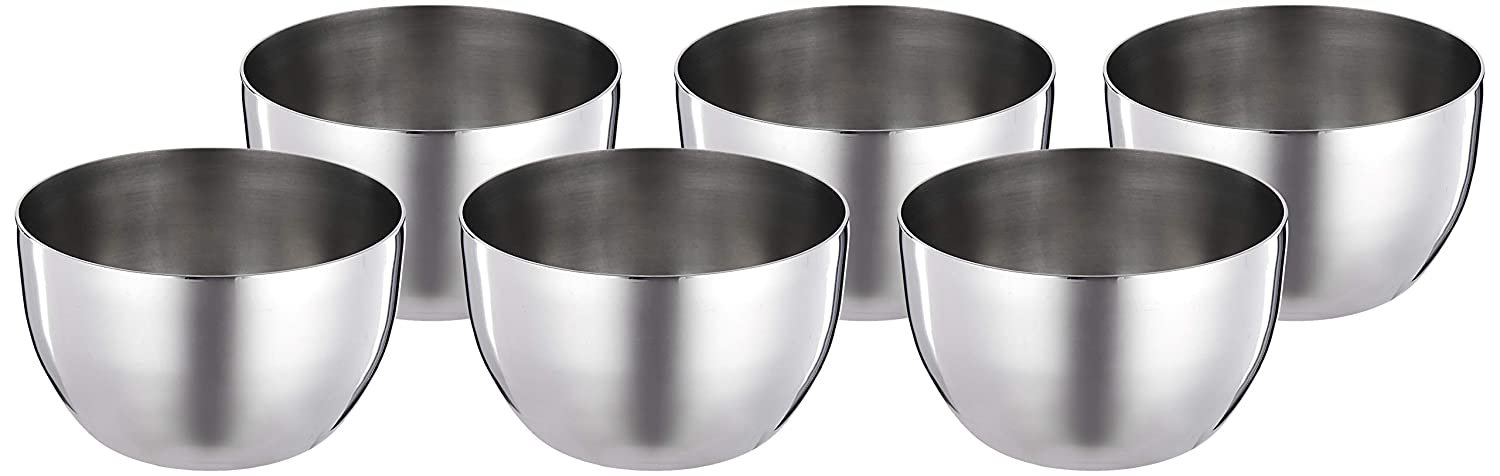 Set of 6 Stainless Steel Curries and Soup Serving Bowl Small， Capacity 225ml Each