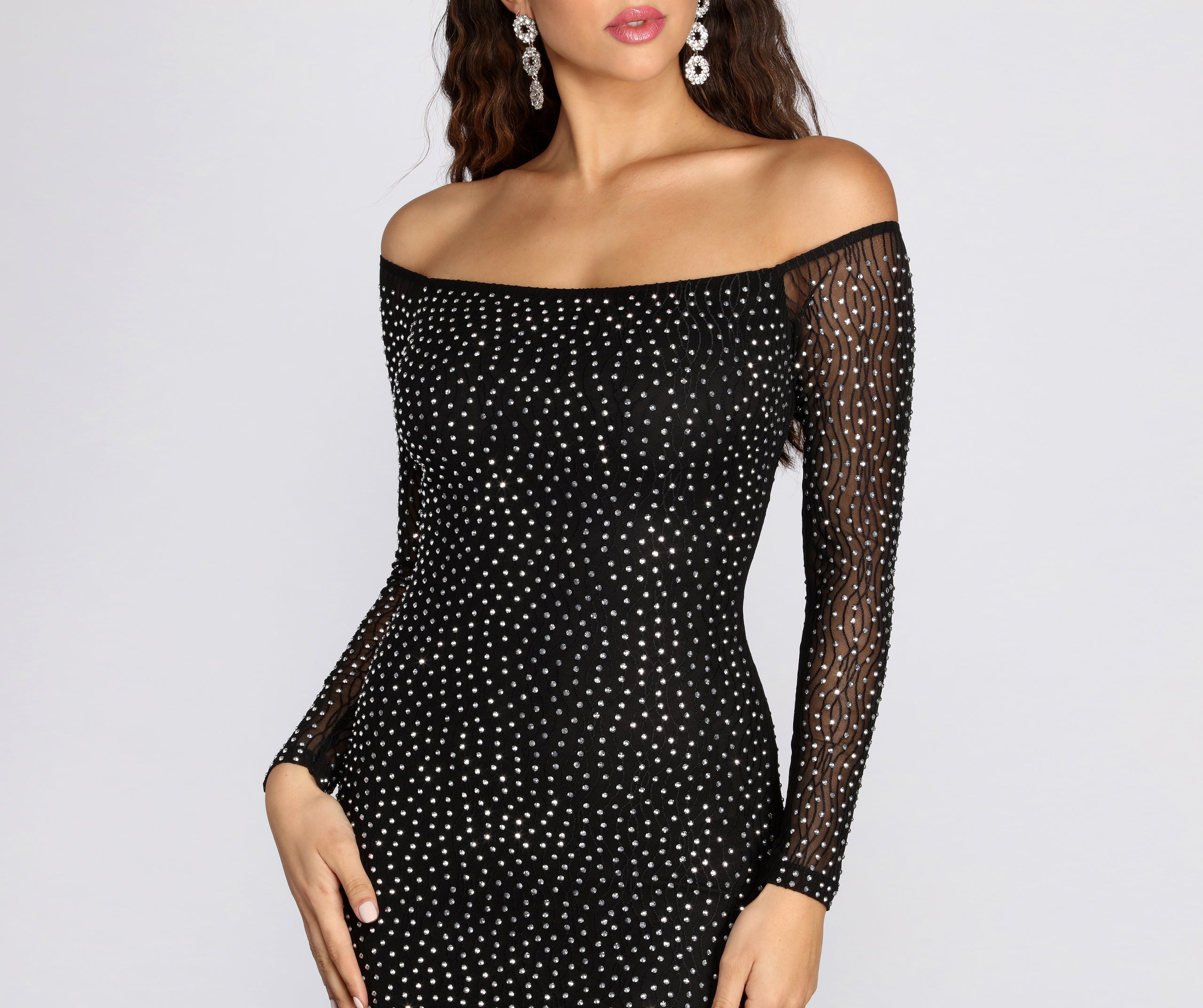 Winona Heat Stone Off Shoulder Dress