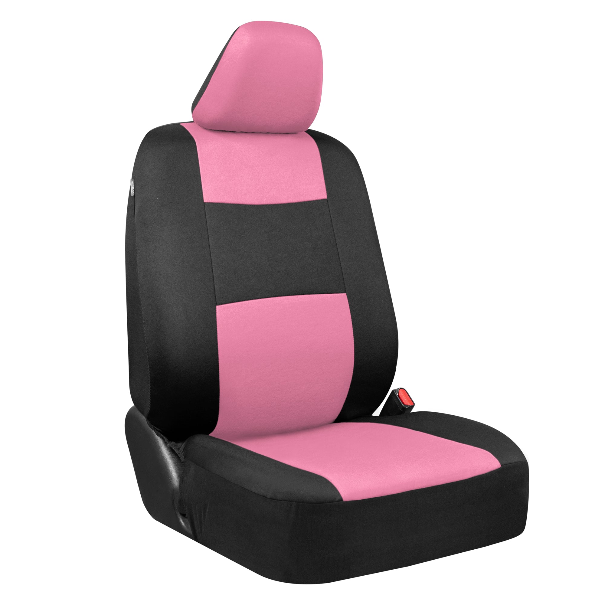 BDK Combo Car Seat Covers (2 Front 1 Bench) Auto Carpet Floor Mats (4 Set) with Heavy Protection Sleek Graphic Two Tone Fresh Design All Protective - Pink Accent