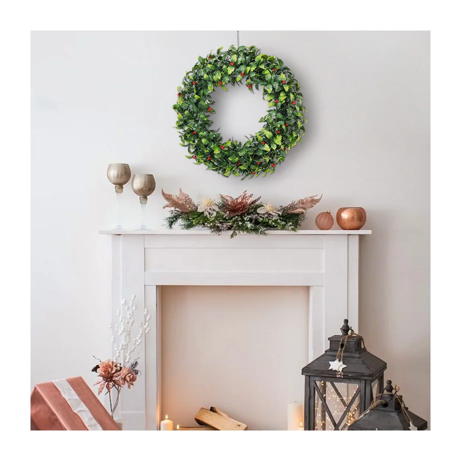 Hh 13 Garden Supplies Door Decorative Christmas Fruit Artificial Green Plant Wreath for Home Decoration Wreath