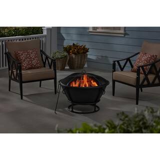 Hampton Bay 30 in. Outdoor Cast Iron Steel Wood Burning Black Fire Pit FT-62480