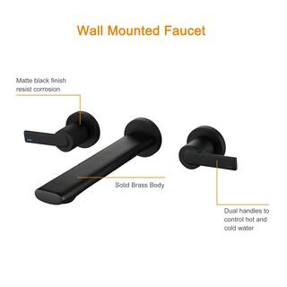 Boyel Living 2-Handle Wall Mount Bathroom Faucet in Matte Black BLWF0199-2MB