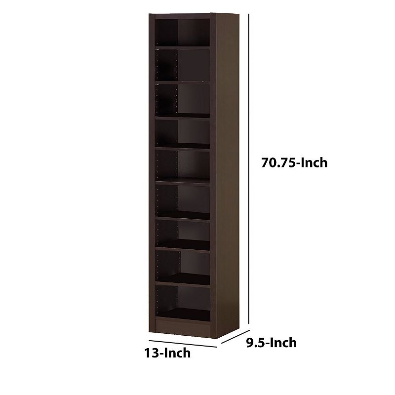 Glimmering Brown Narrow Wooden bookcase