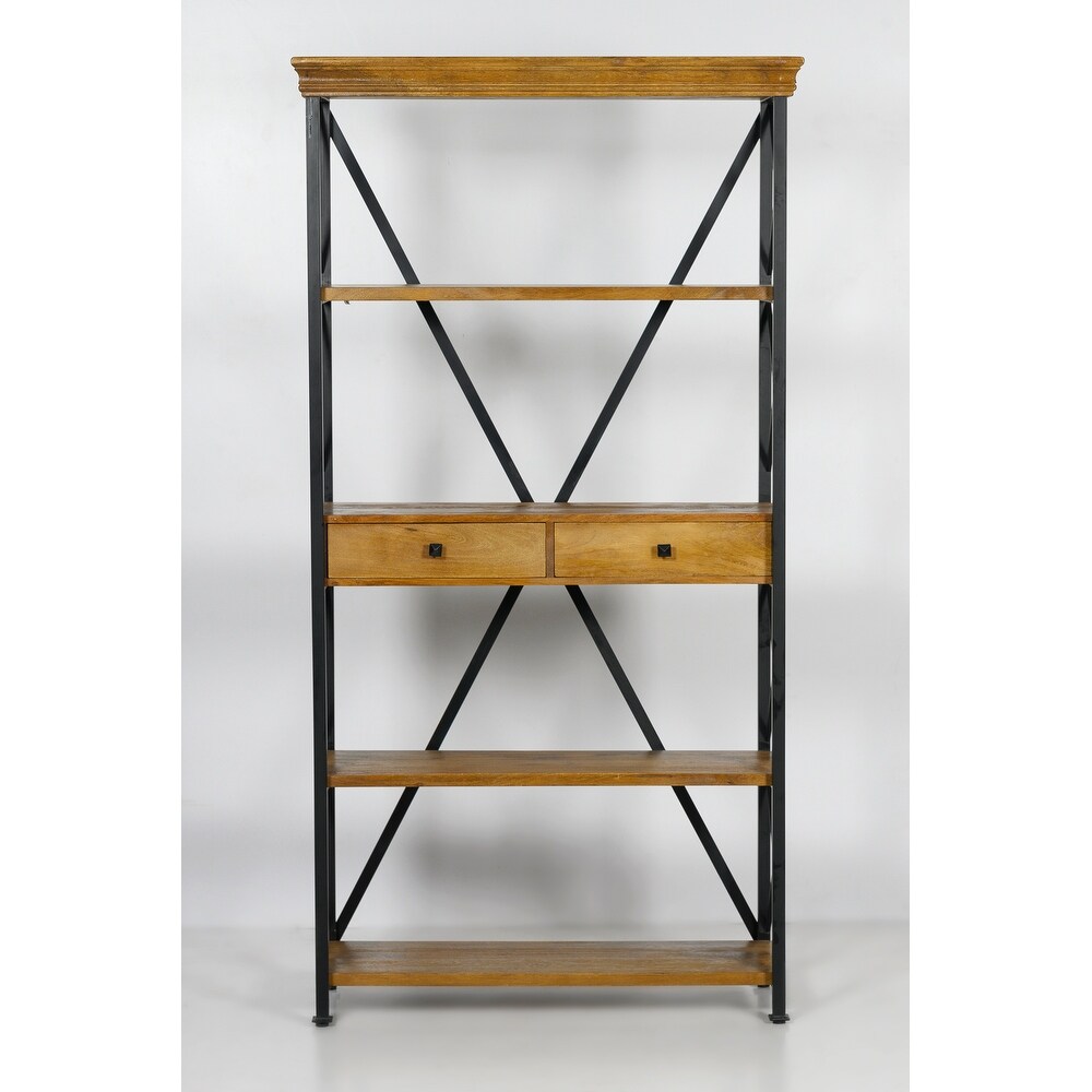 Dakota Wood Metal Tall Etagere Bookshelf