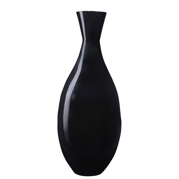 Shopsmaniay Handcrafted 24 Tall Black Bamboo Vase Decorative Tear Drop Floor Vase For Silk Plants Flowers Filler Decor Sustainable Bamboo