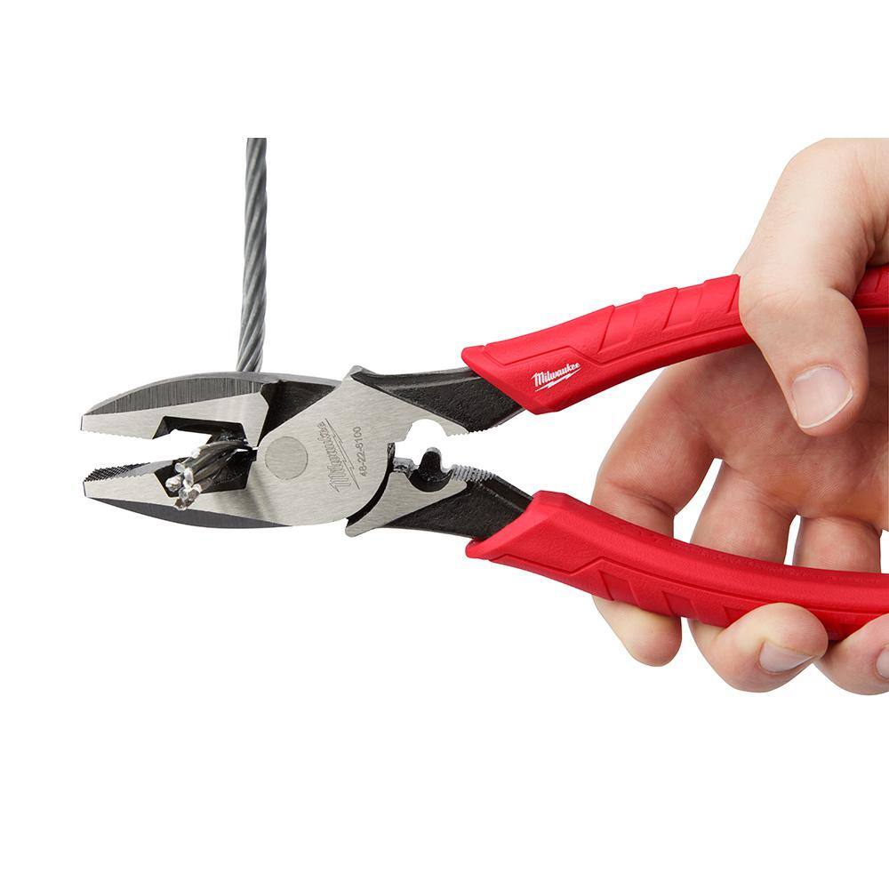 MW 10 in. Cable Cutting Pliers and 9 in. High Leverage Lineman's Pliers with Crimper (2-Piece) 48-22-6104-48-22-6100