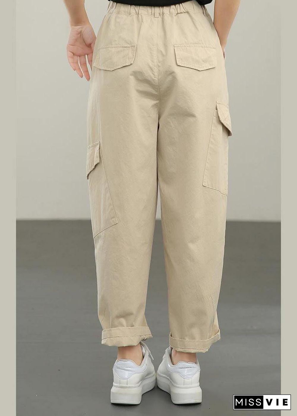 Boutique Khaki Button Harem Pants Summer