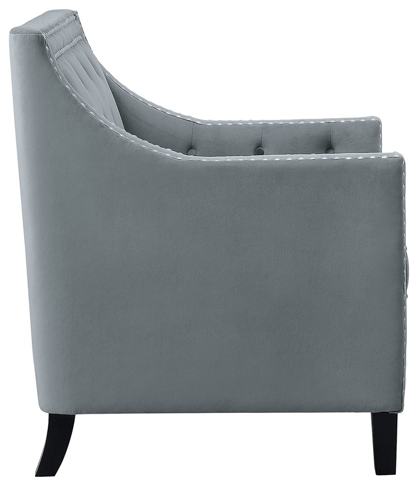 Traditional Accent Chair  Velvet Seat With Sloped Arms and Nailhead Trim   Transitional   Armchairs And Accent Chairs   by Decor Love  Houzz