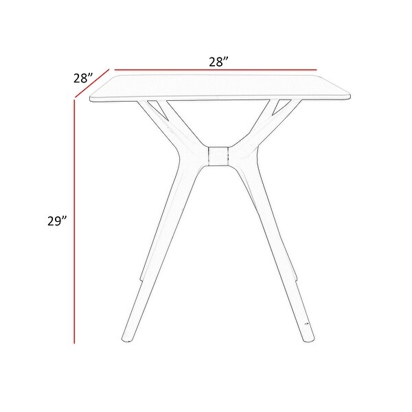 Filia 29 Inch Outdoor Dining Table，Rectangular Top，Tapered Legs，White