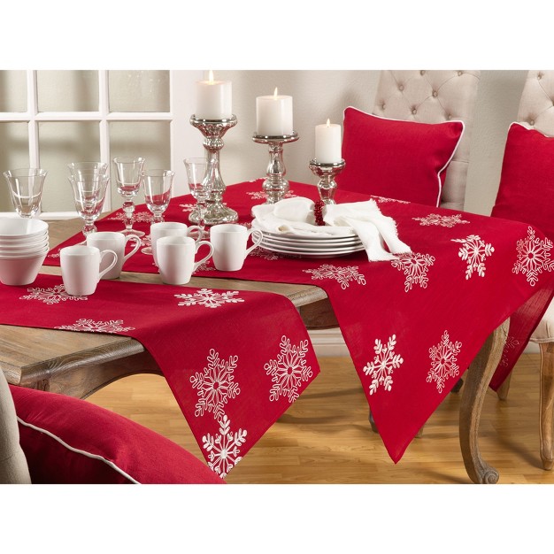 Snow Crystal Topper Table Runner Red Saro Lifestyle