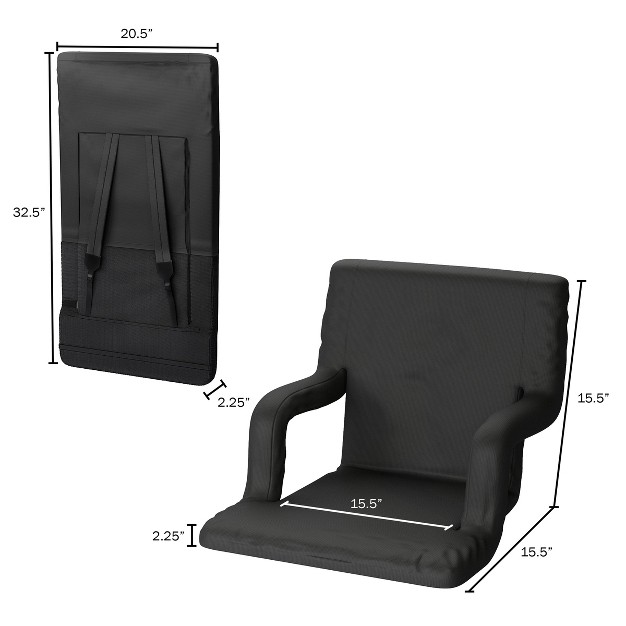 Hastings Home Stadium Chair For Bleachers Back Support Arm Rests Portable Carry Straps And 6 Reclining Positions