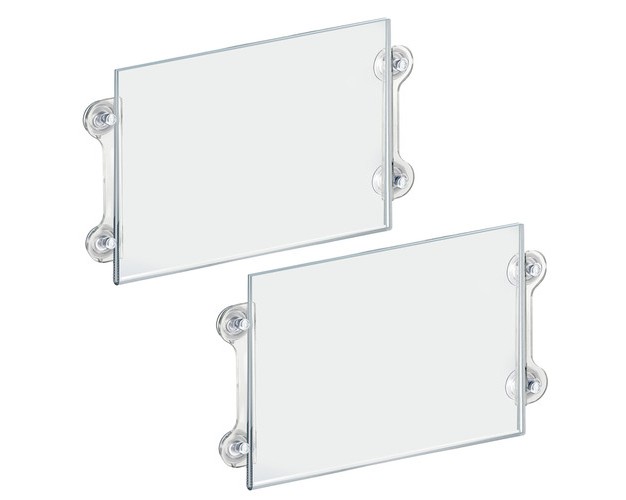 Azar Displays Clear Acrylic Window door Sign Holder Frame With Suction Cups 14 x27 x27 w X 11 x27 x27 h 2 pack