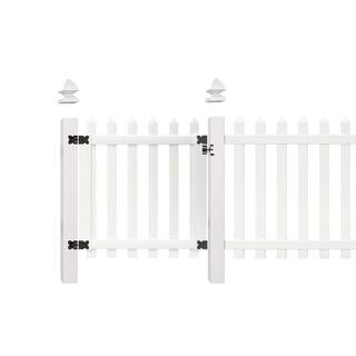 Veranda Glendale 3.5 ft. W x 4 ft. H White Vinyl Spaced Picket Fence Gate with 3 in. Pointed Pickets 181981