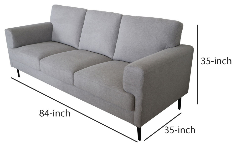 Benzara BM250321 Sofa With Fabric Upholstery and Sleek Metal Legs  Gray   Midcentury   Sofas   by Uber Bazaar  Houzz