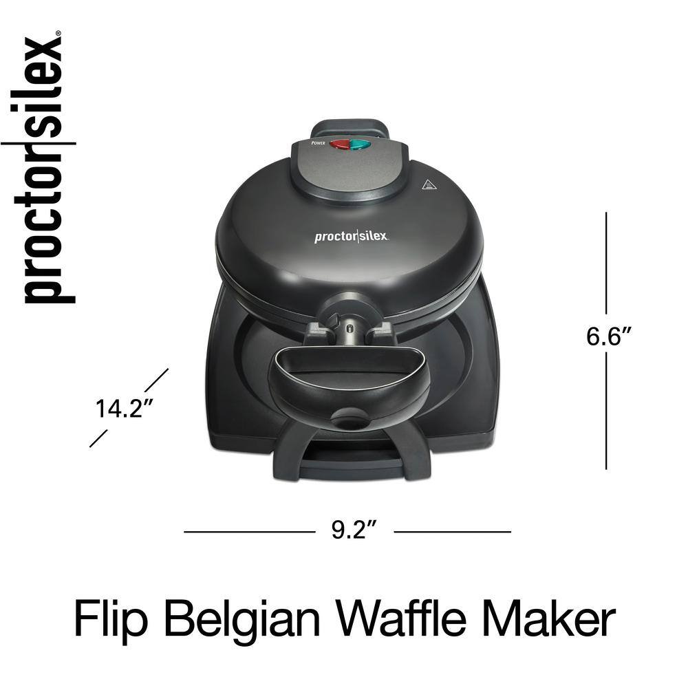 Proctor Silex 800-Watt Single Waffle Black Belgian Flip Waffle Maker 26090PS