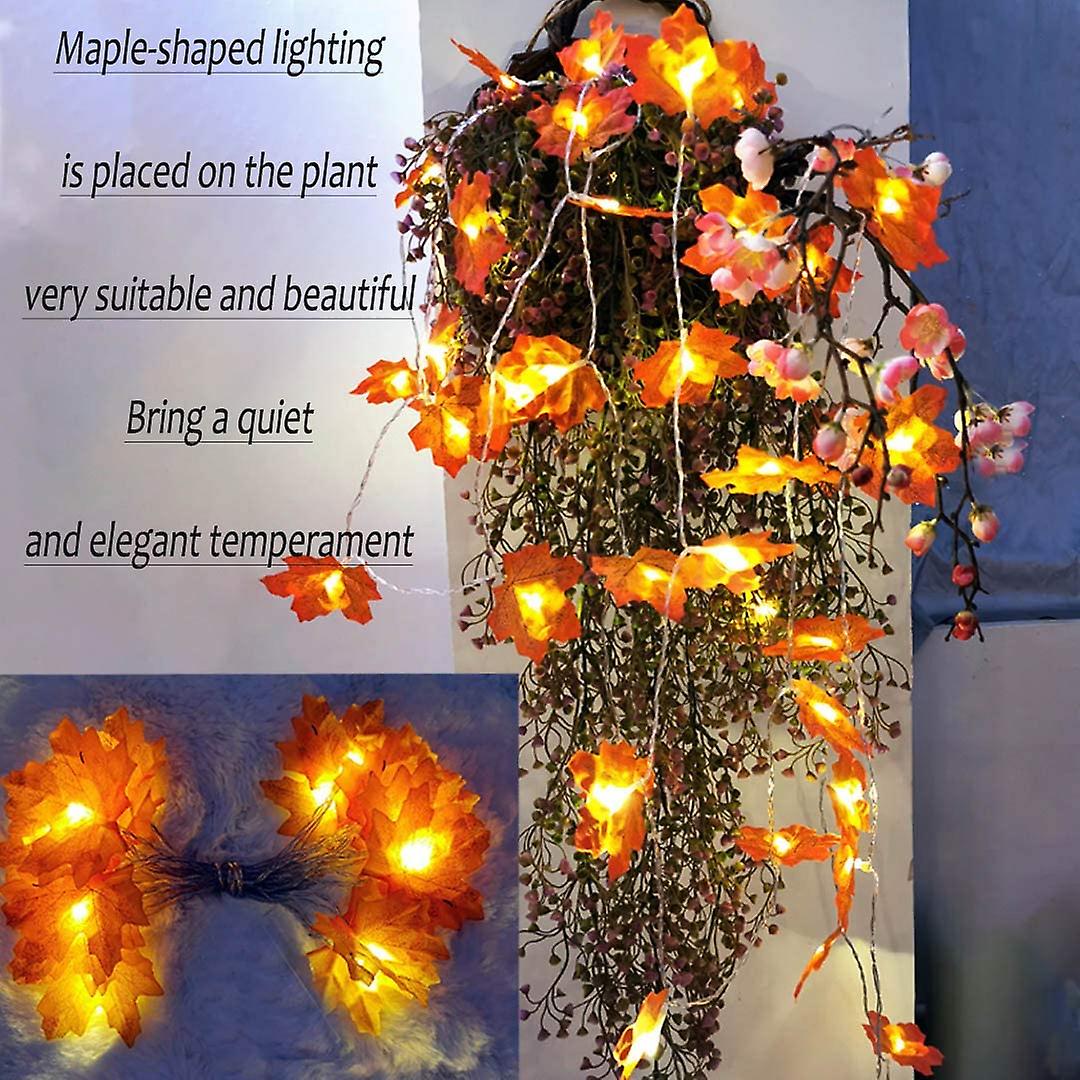 Autumn Garland Night Light， 20led 3m， 20 Fairy Lights， Fall Leaves Gugirlande， Halloween Christmas Decoration， Thanksgiving Decoration， Wall Decoratio