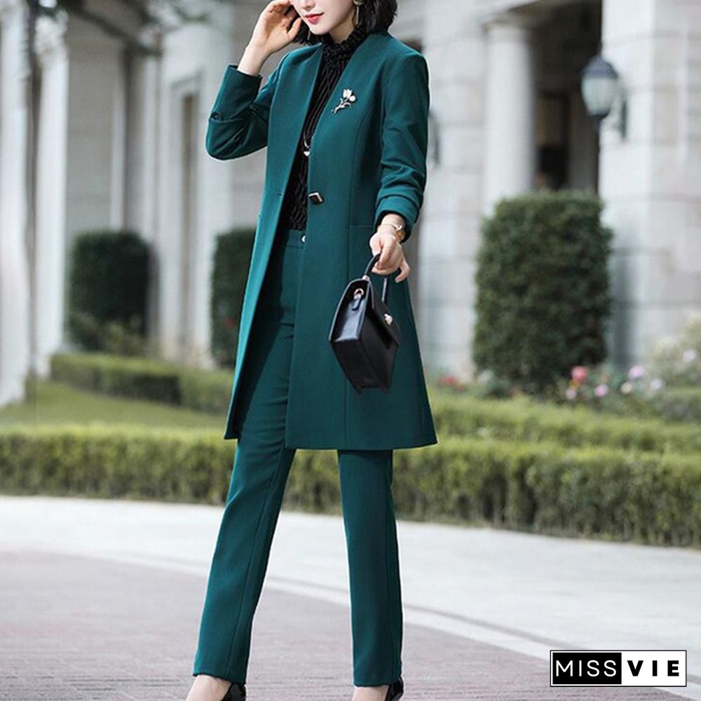 Fashion Uniform Styles Professional Business Suits For Women Office Work Wear Blazers Set Pantsuits Autumn Winter Outfits Set