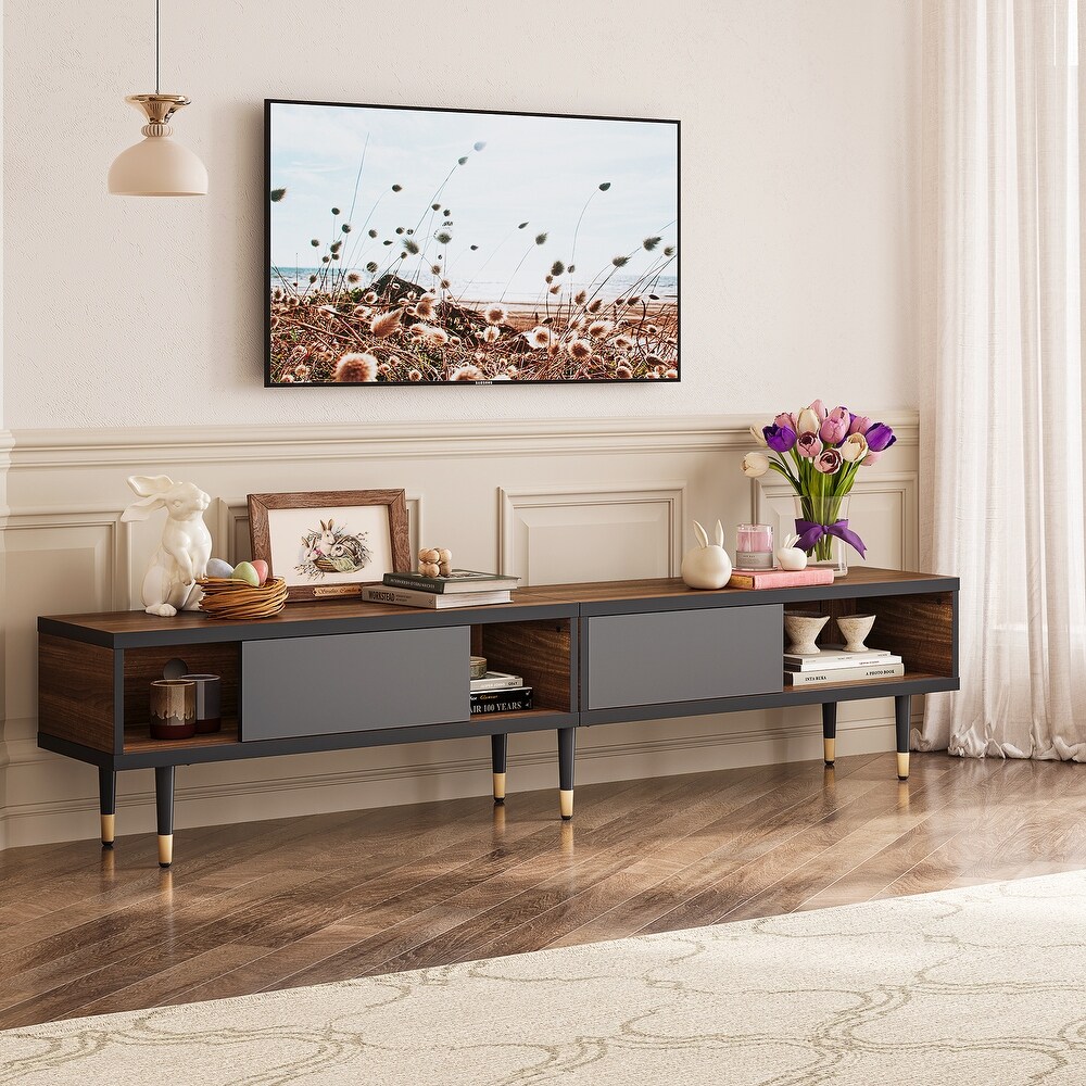 Modern TV Stand up to for 85 inch TVs Entertainment Center with Storage   80 inch