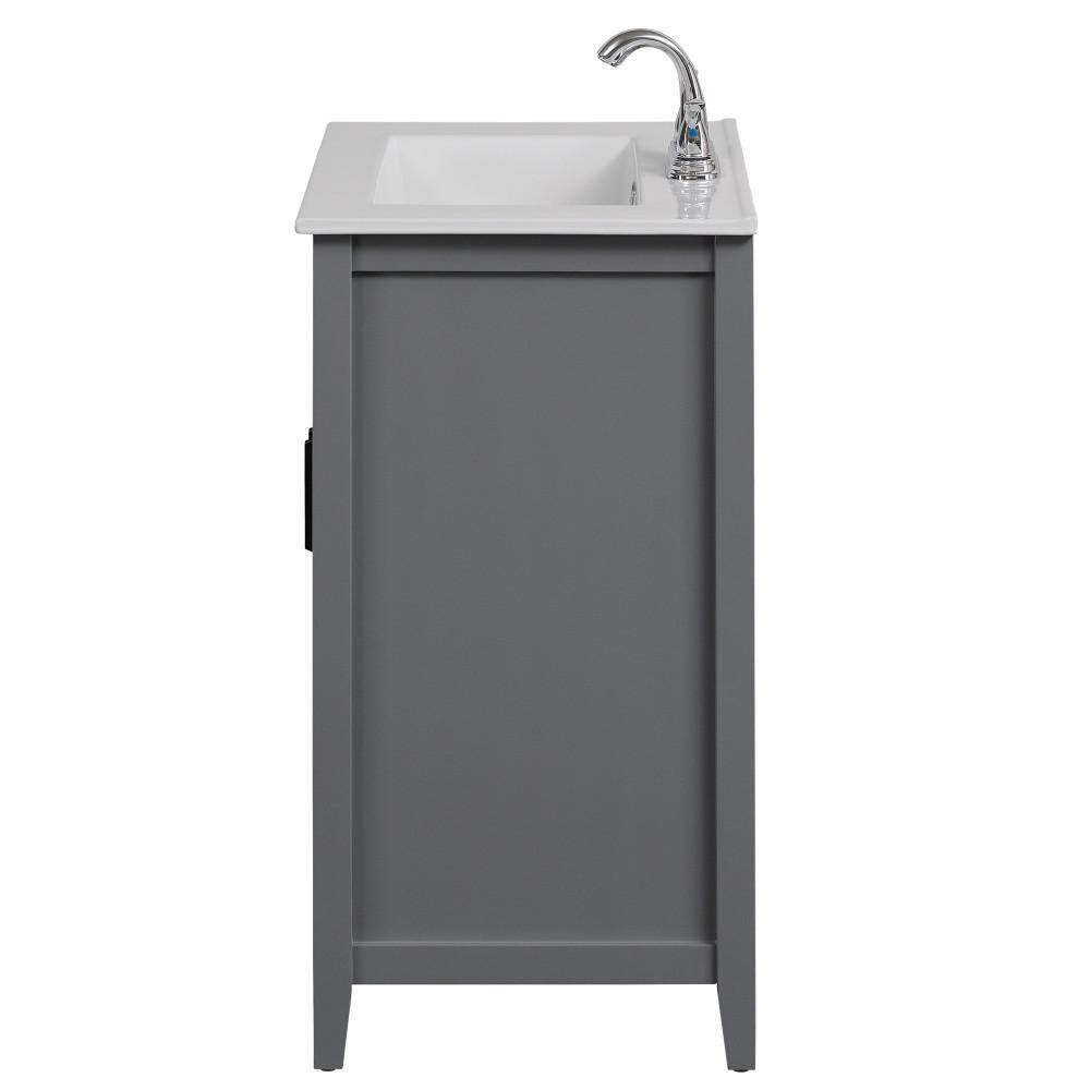 Twin Star Home 24 in. W x 18 in. D x 34 in. H Single Bathroom Vanity Top in Huron Gray with Sink Included 24BV34018-F988