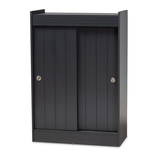 Contemporary Charcoal 2-Door Shoe Storage Cabinet - - 27866037