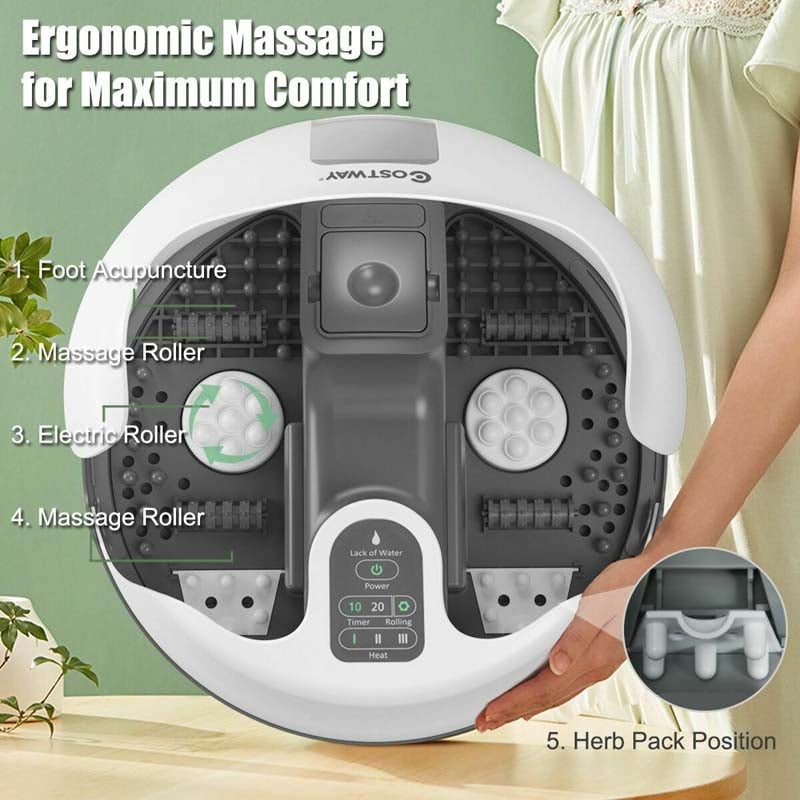 Steam Foot Spa Bath Massager, Foot Sauna Massage Machine with 3 Heat Levels, Pedicure Massage Rollers, Timing Function