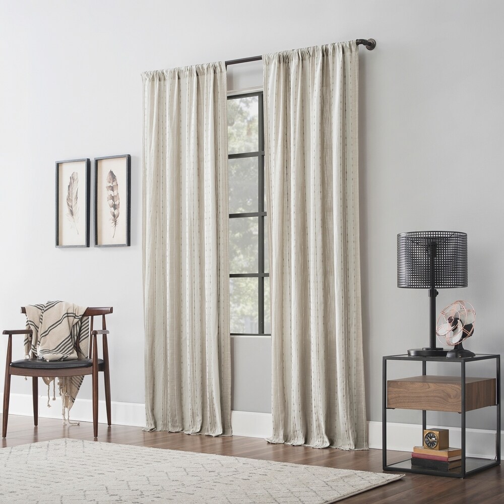 Archaeo Slub Texture Stripe Cotton Curtain  Single Panel