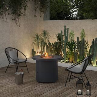 OVE Decors Davenport 32.8 in. Round Liquid Propane Gas Fire Pit in Gray 15PC1-DAVE03-GR