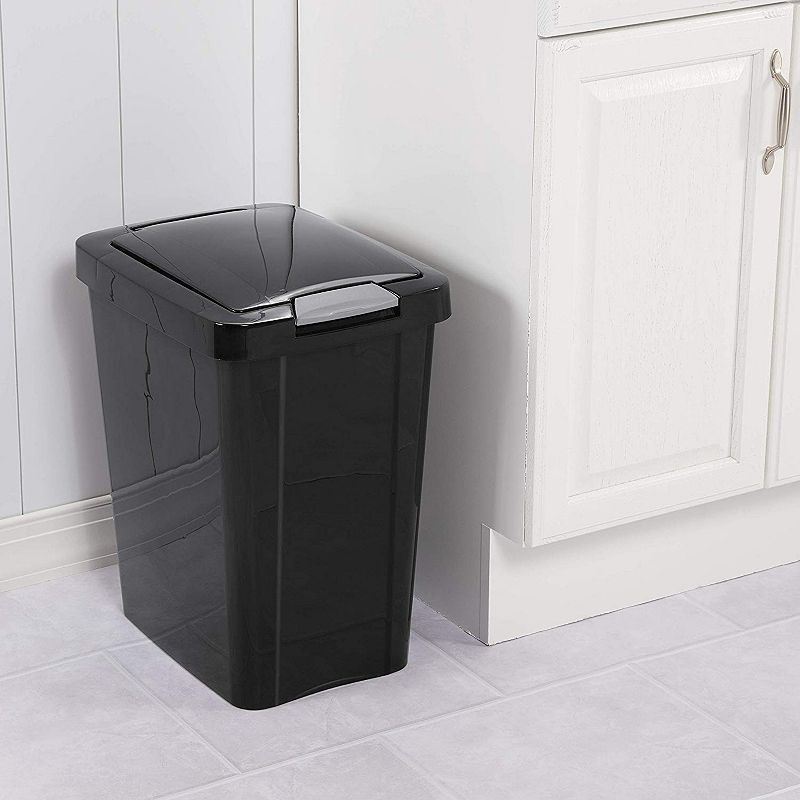 Sterilite 7.5 Gallon Touchtop Wastebasket With Titanium Latch， Black (4 Pack)