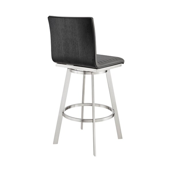 Jermaine Swivel Bar or Counter Stool in Faux Leather with Metal Frame