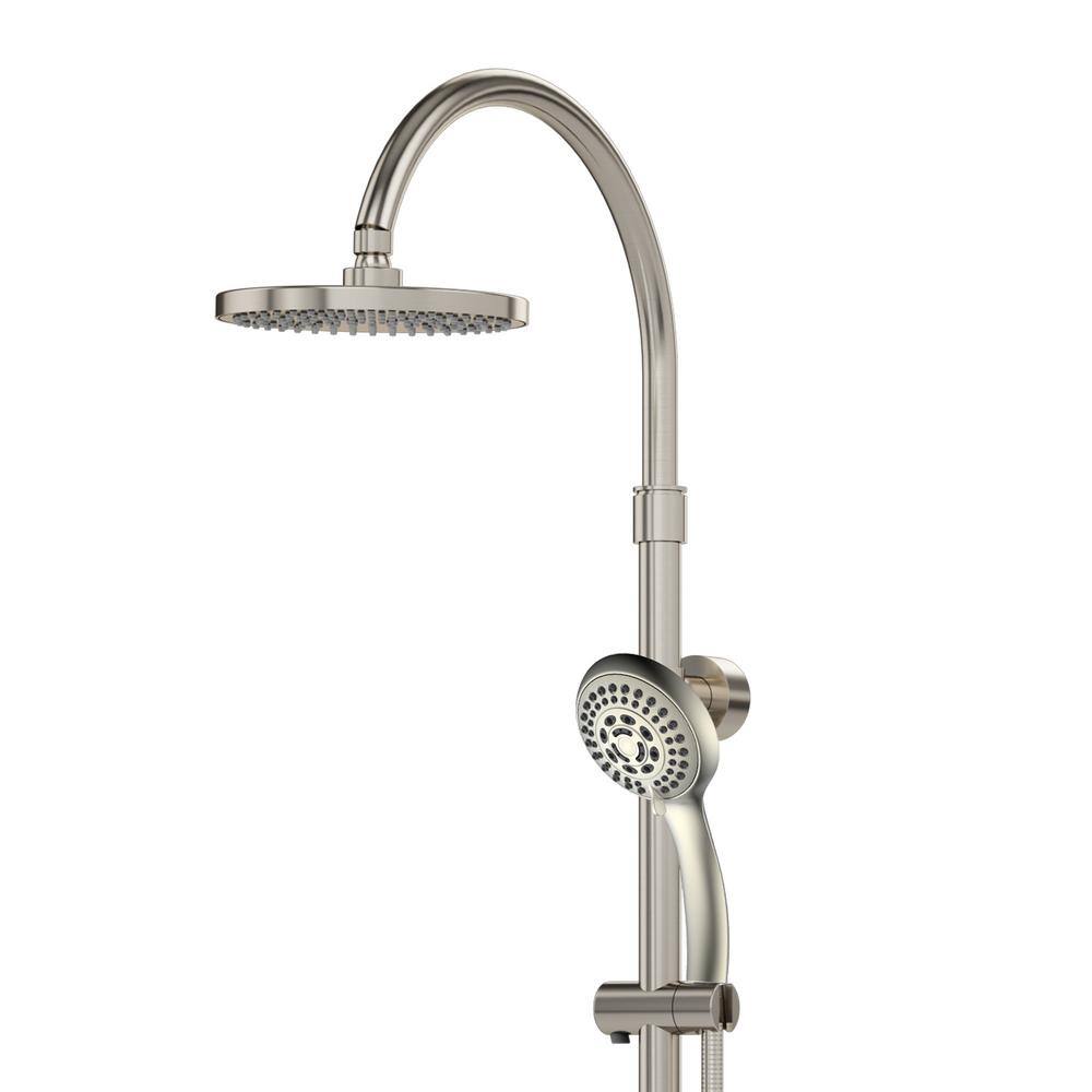 PULSE Showerspas Riviera Wall Mounted 6-Spray 8 in. Dual Shower Head and Handheld Shower Head in Brushed Nickel 7001-BN