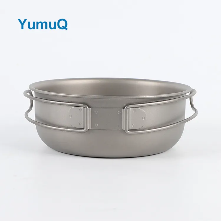 YumuQ 2 Pieces Lightweight Collabsible Titanium Camping Pots Cooking For Outdoor Travel Hiking Travel