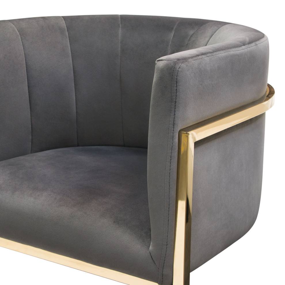 Pandora Dining Chair  Gray Velvet With Polished Gold Frame by Diamond Sofa   Contemporary   Dining Chairs   by Morning Design Group  Inc  Houzz