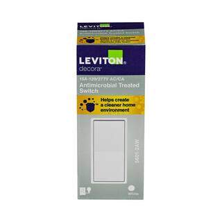 Leviton 15 Amp 120277 Volt Single Pole Antimicrobial Treated Decora Rocker Switch White RA2-05601-2AW