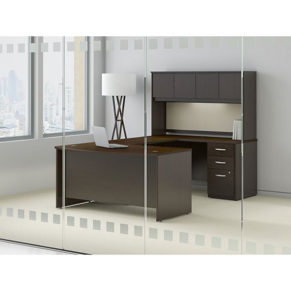 Bush Business Furniture Series C60W x 24D Desk/Credenza/Return in Mocha Cherry