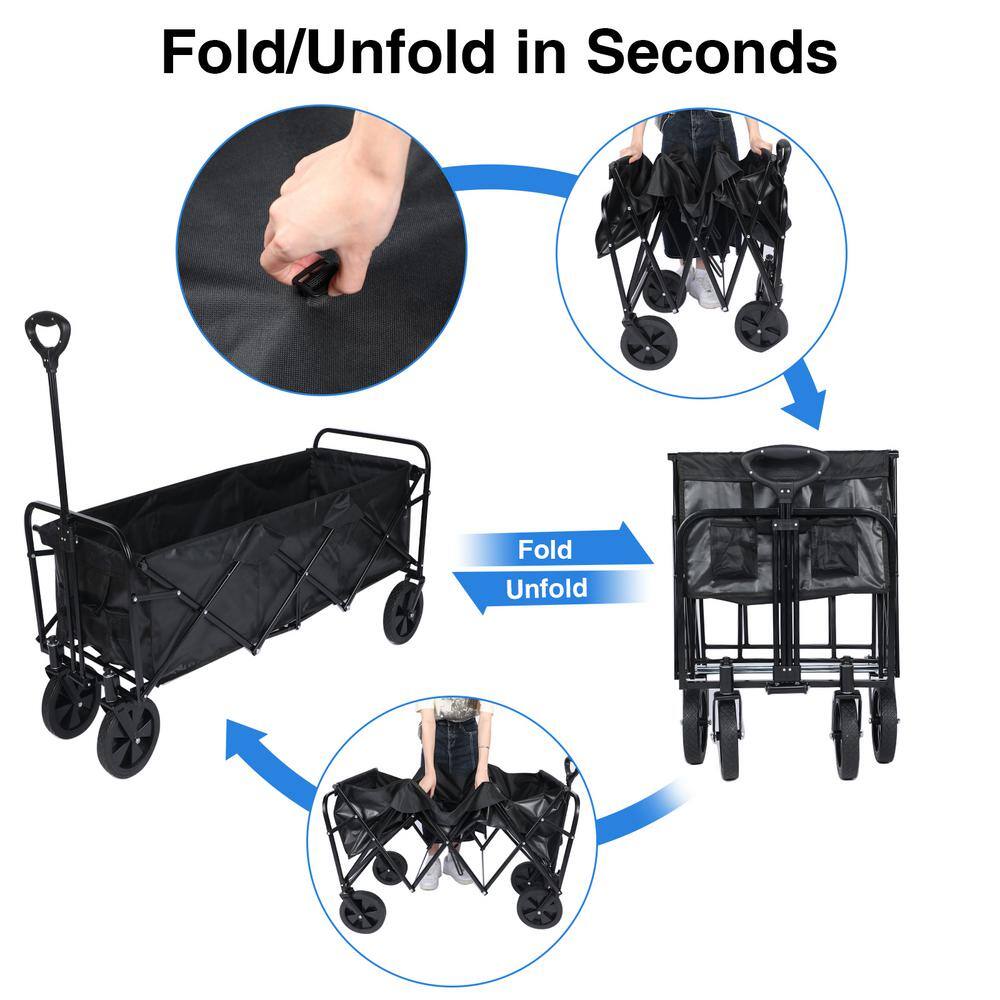 Tidoin Heavy Duty 4-Wheeled Folding Portable Hand Cart in Black DHS-YDW1-316