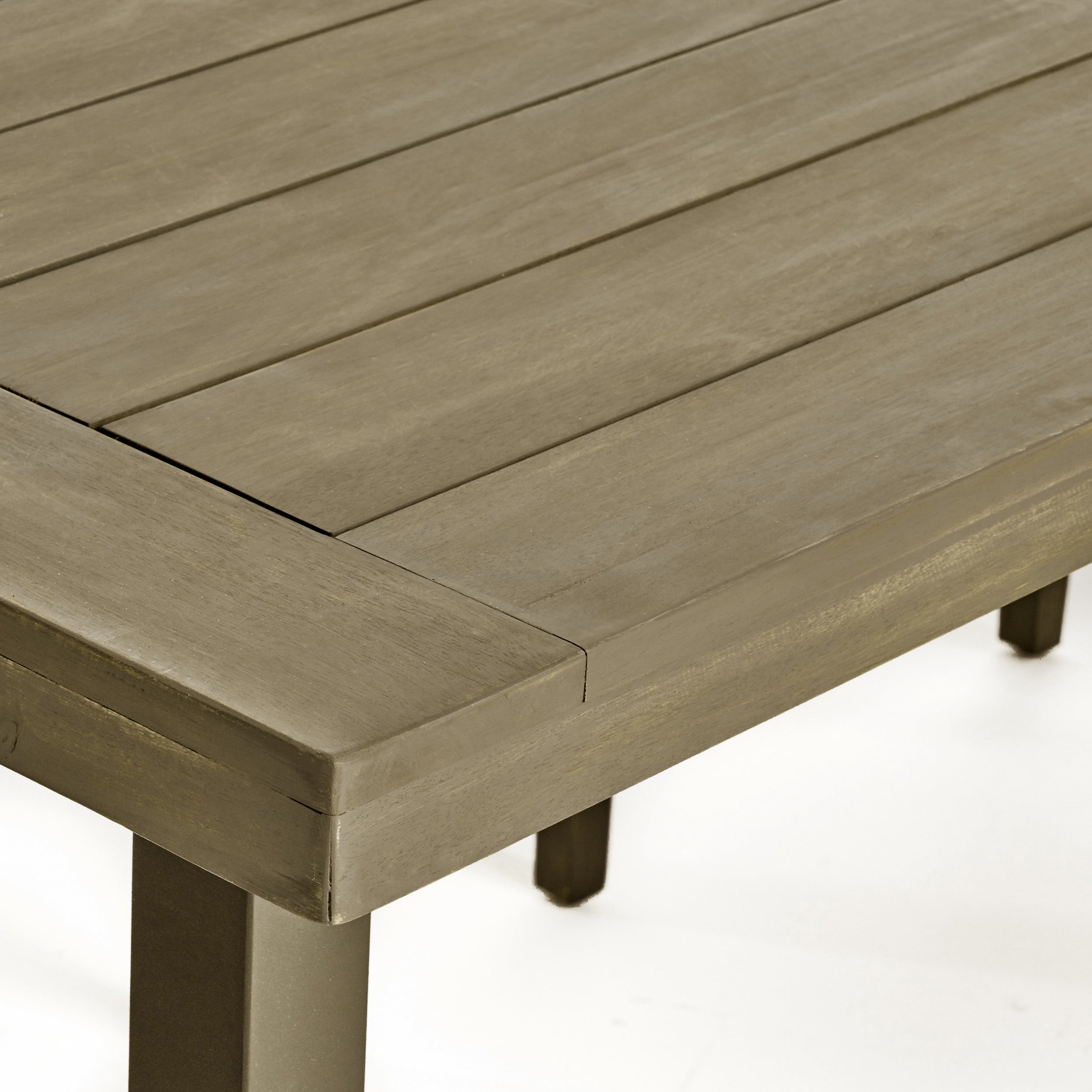 Mika Outdoor Finished Acacia Wood Dining Table with Metal Legs