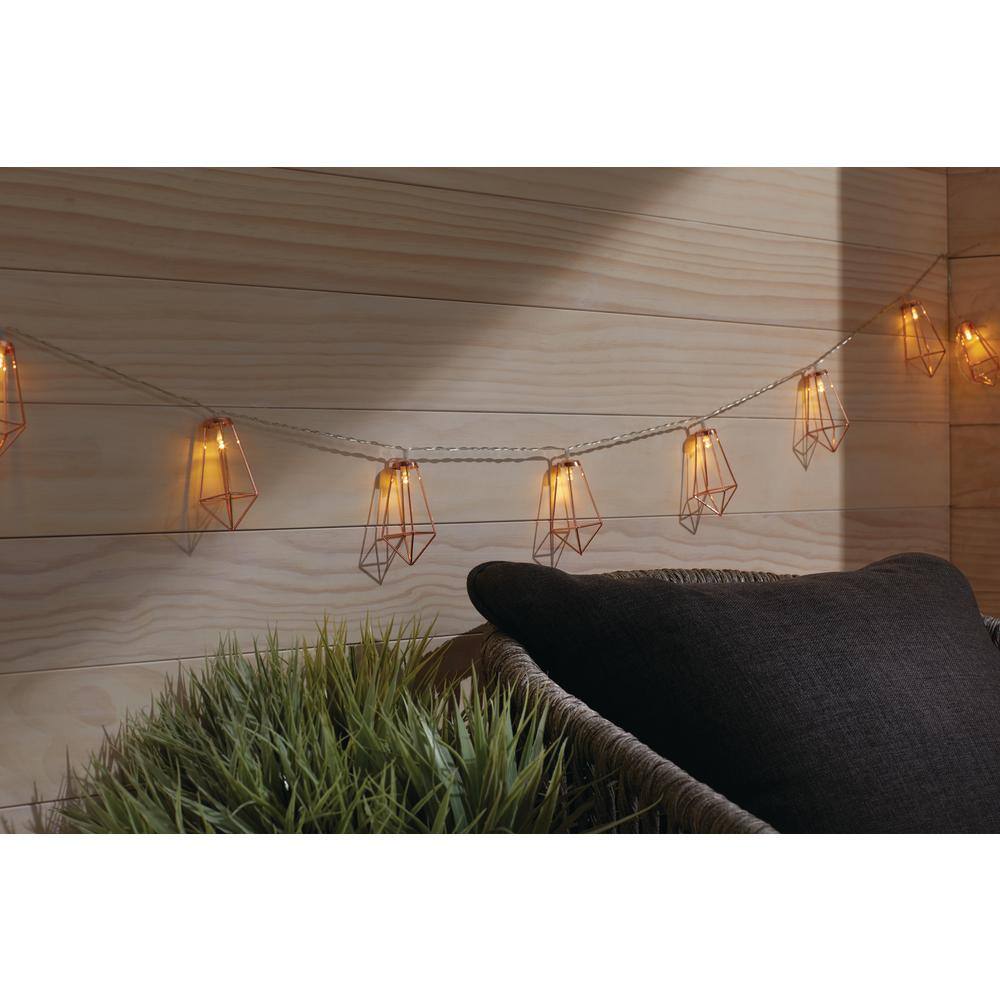 Hampton Bay 12 ft. 10-Light Battery Operated Metal Indoor Integrated LED String Lights 10507