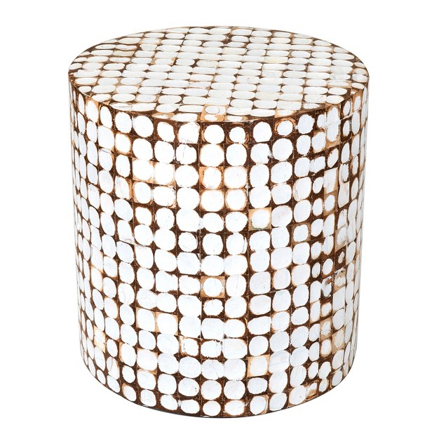 Columbia Coconut Shell Inlay Accent Table White East At Main