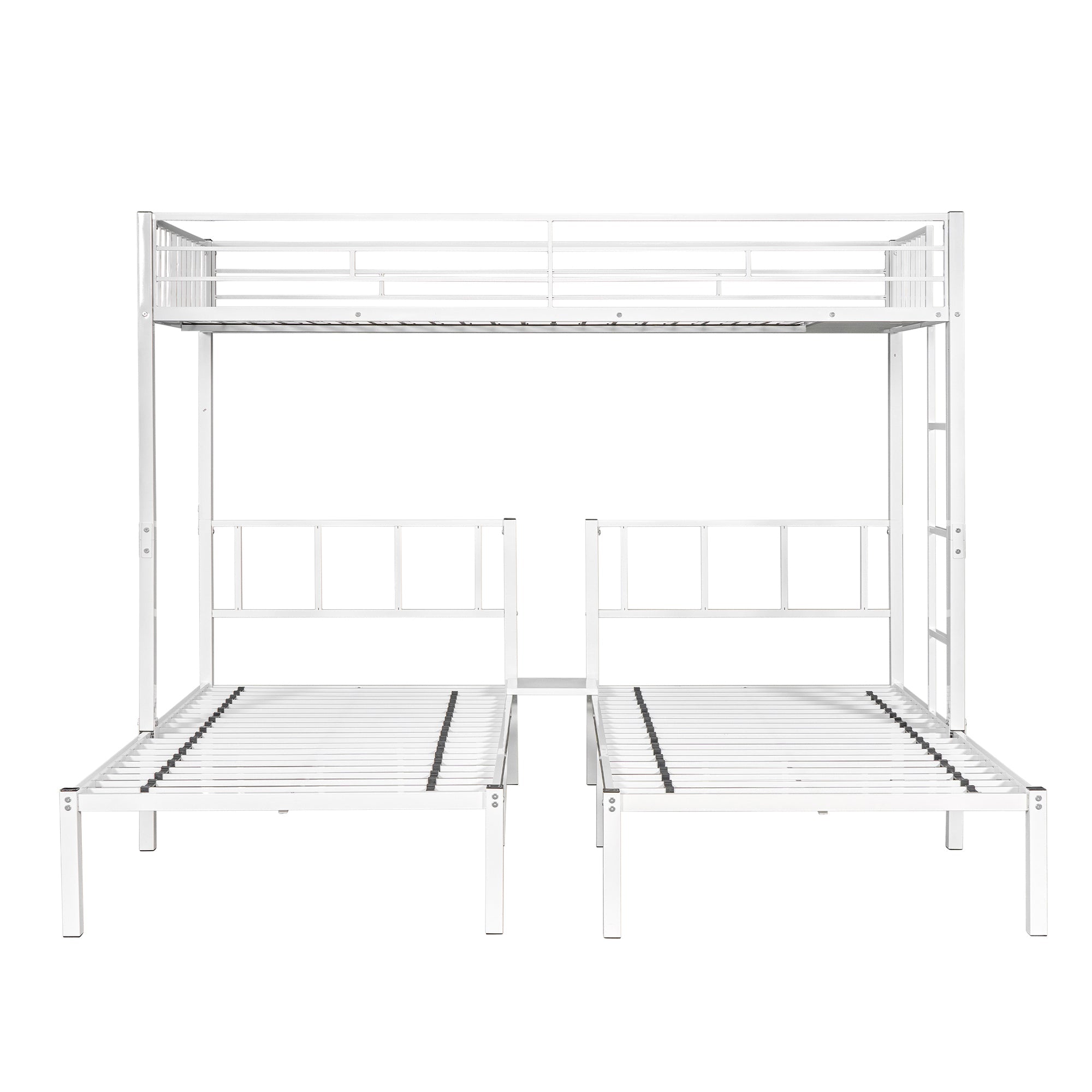 Bellemave Metal Triple Bunk Bed with Ladder, Twin over Twin over Twin Bunk Bed for Kids, Boys & Girls in Bedroom, Convert into 3 Twin Bed, White