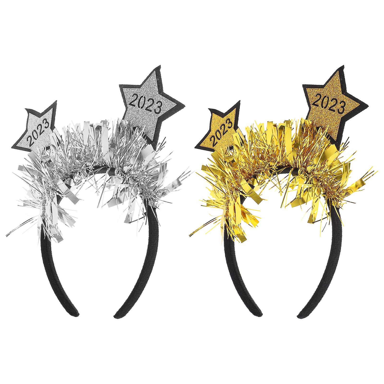 2pcs New Year Headdresses Hair Headbands 2023 New Year Hairband Decorations