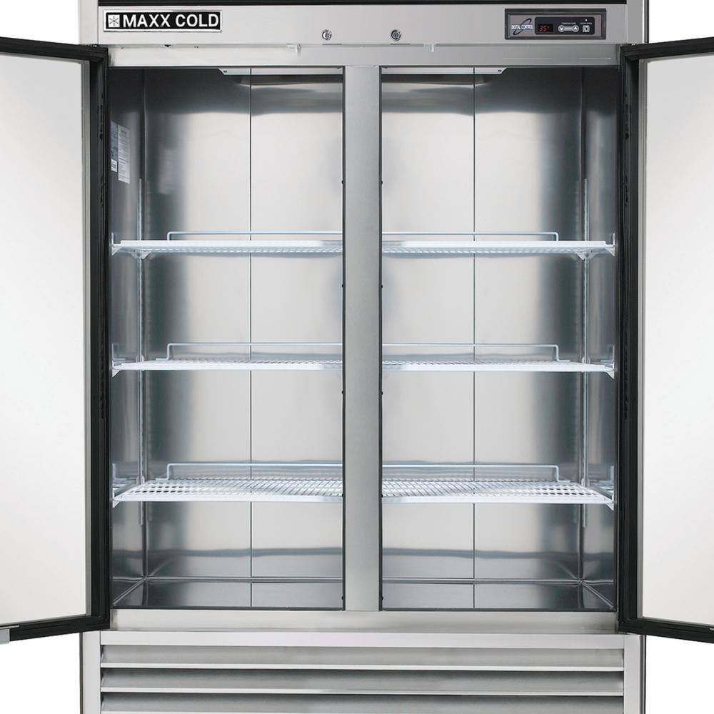 Maxx Cold MCR-49FDHC 54 in. Double Door Reach In Refrigerator Bottom Mount Stainless Steel MCR-49FDHC-V1